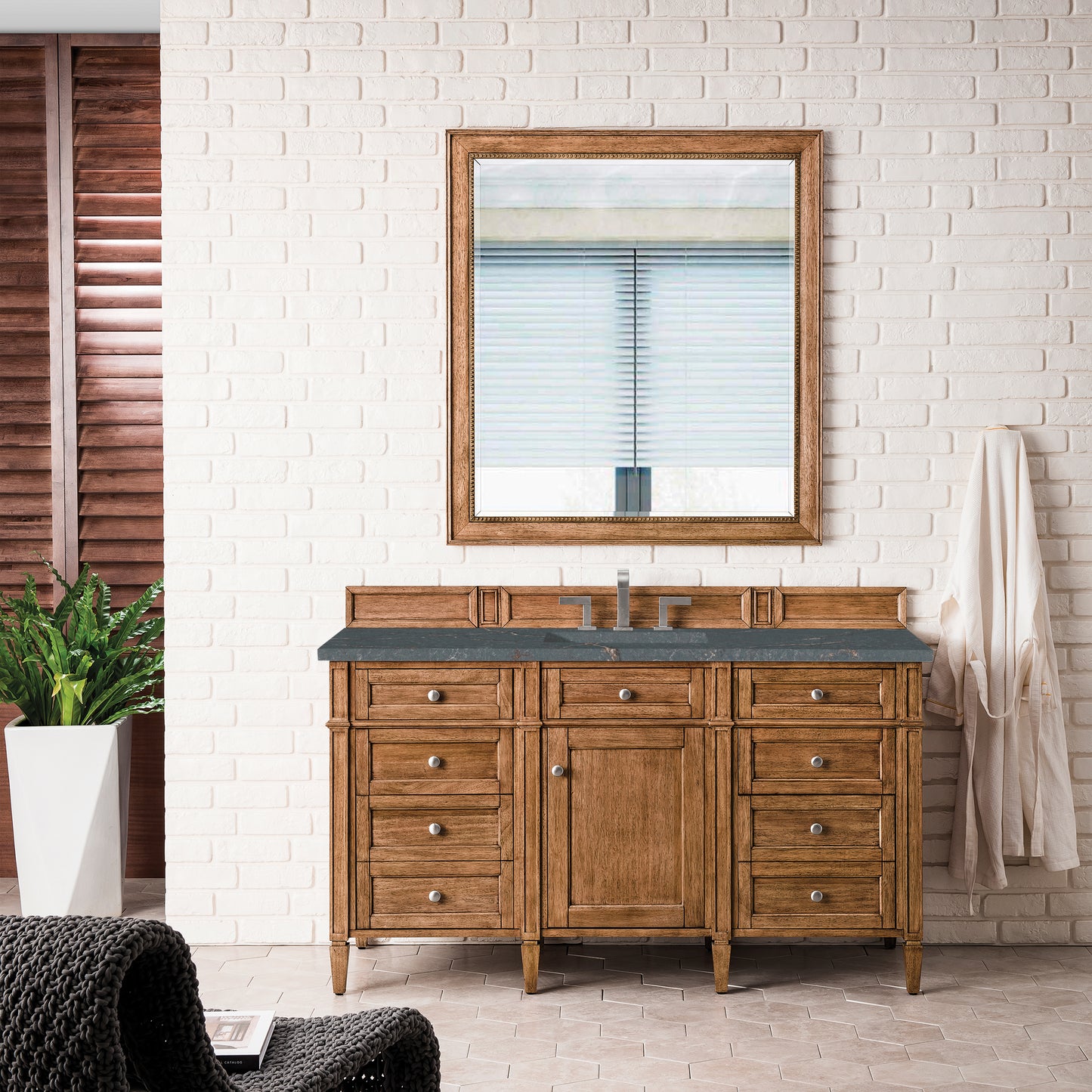 James Martin Brittany 60" Single Vanity with 3 CM Countertop & FreePower Wireless Charger