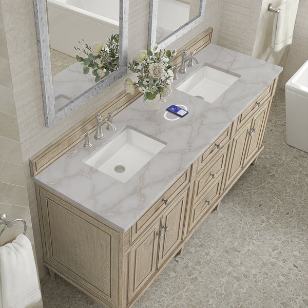 James Martin Lorelai 72" Double Vanity with 3 CM Countertop & FreePower Wireless Charger