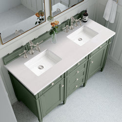 James Martin Brittany 60" Double Vanity, Smokey Celadon - Luxe Bathroom Vanities