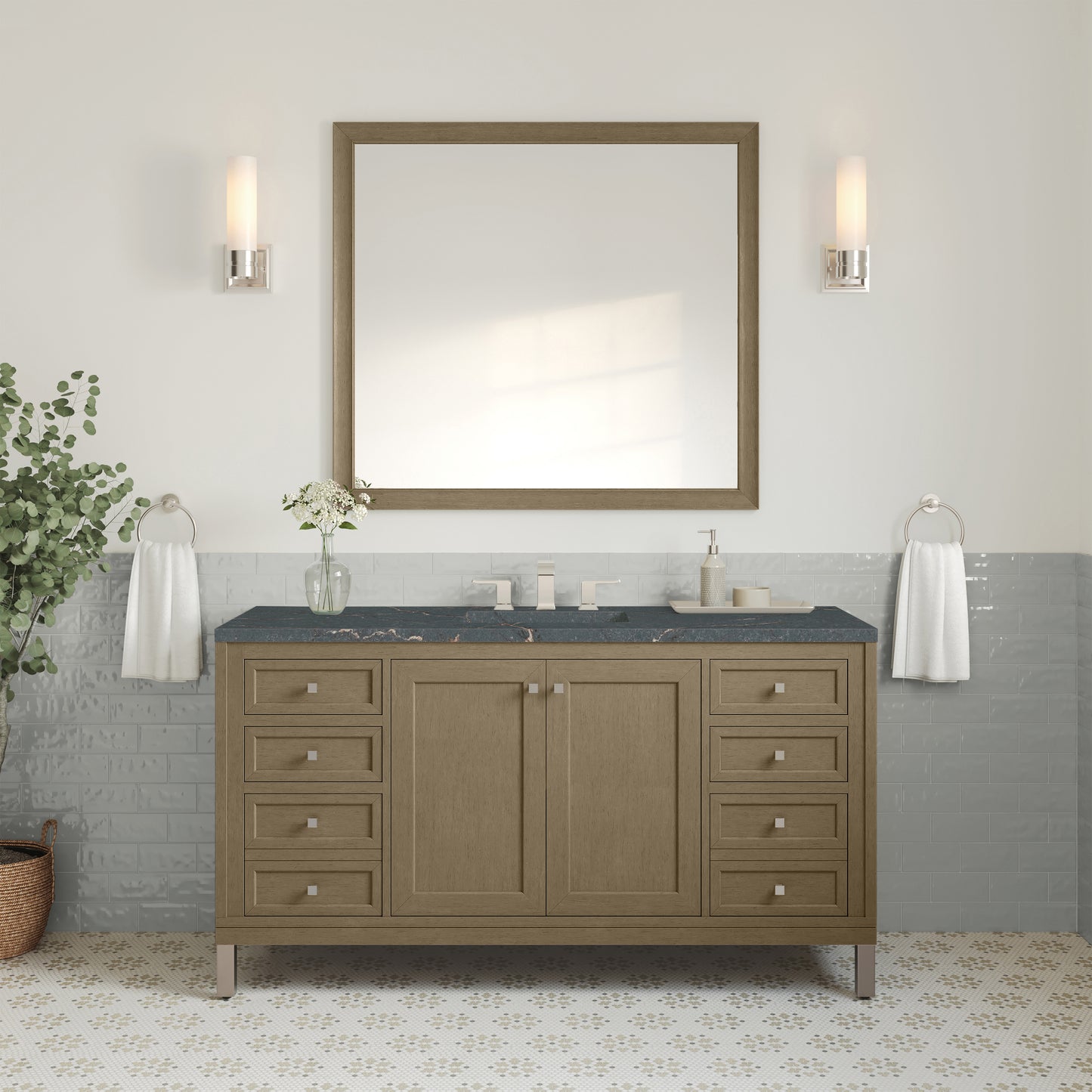 James Martin Chicago 60" Single Vanity with 3 CM Countertop & FreePower Wireless Charger