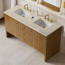 James Martin Hudson 60" Double Vanity with 3 CM Countertop & FreePower Wireless Charger