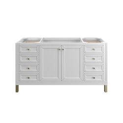James Martin Chicago 60" Single Vanity with Single Hole 3CM White Zeus Silestone Top & Backsplash