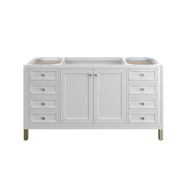 James Martin Chicago 60" Single Vanity with Single Hole 3CM White Zeus Silestone Top & Backsplash