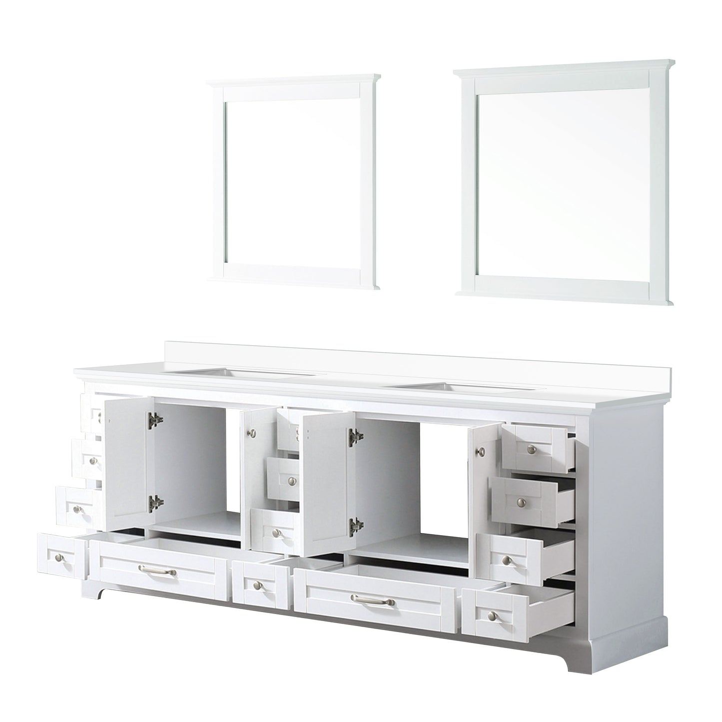 Lexora Collection Dukes 84 inch Double Bath Vanity, Top, and 34 inch Mirrors - Luxe Bathroom Vanities