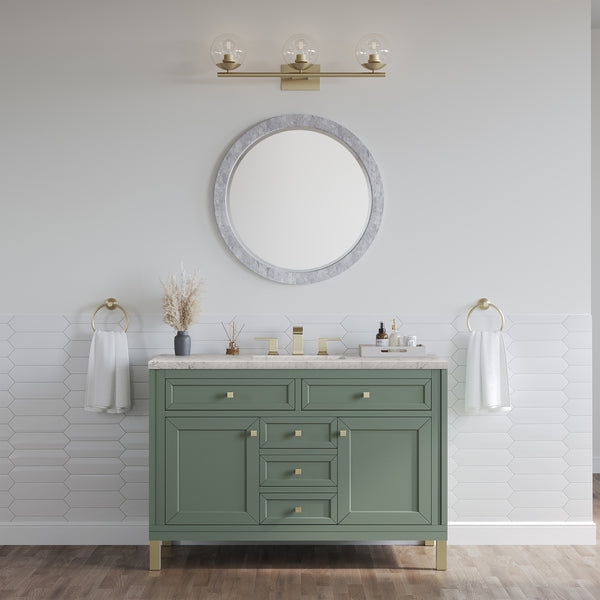 James Martin Chicago 48" Single Vanity, Smokey Celadon - Luxe Bathroom Vanities