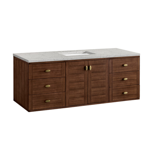 James Martin Amberly 60" Single Vanity, Mid-Century Walnut