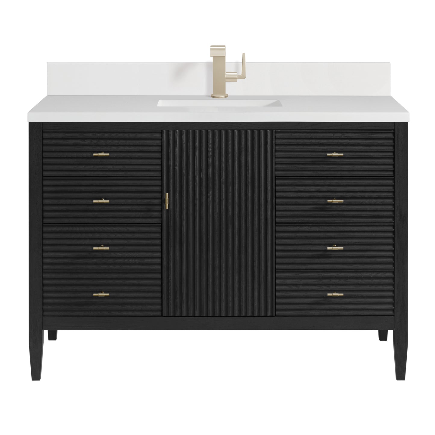James Martin Myrrin 48" Single Vanity with Single Hole 3 CM White Zeus Silestone Top & Backsplash