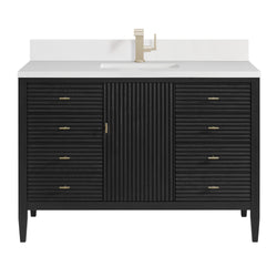 James Martin Myrrin 48" Single Vanity with Single Hole 3 CM White Zeus Silestone Top & Backsplash