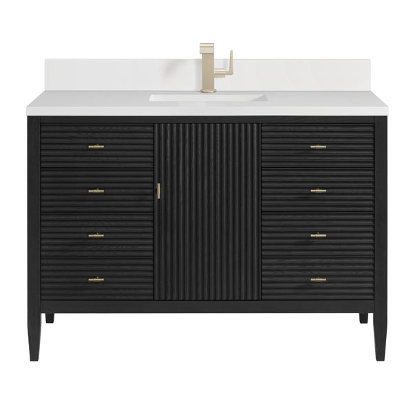 James Martin Myrrin 48" Single Vanity with Single Hole 3 CM White Zeus Silestone Top & Backsplash