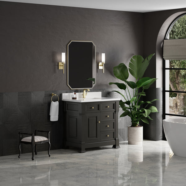 James Martin Brookfield 36" Single Vanity, Black Onyx with 3 CM Countertop - Luxe Bathroom Vanities