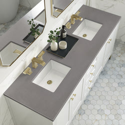 James Martin Chicago 72" Double Vanity, Glossy White - Luxe Bathroom Vanities