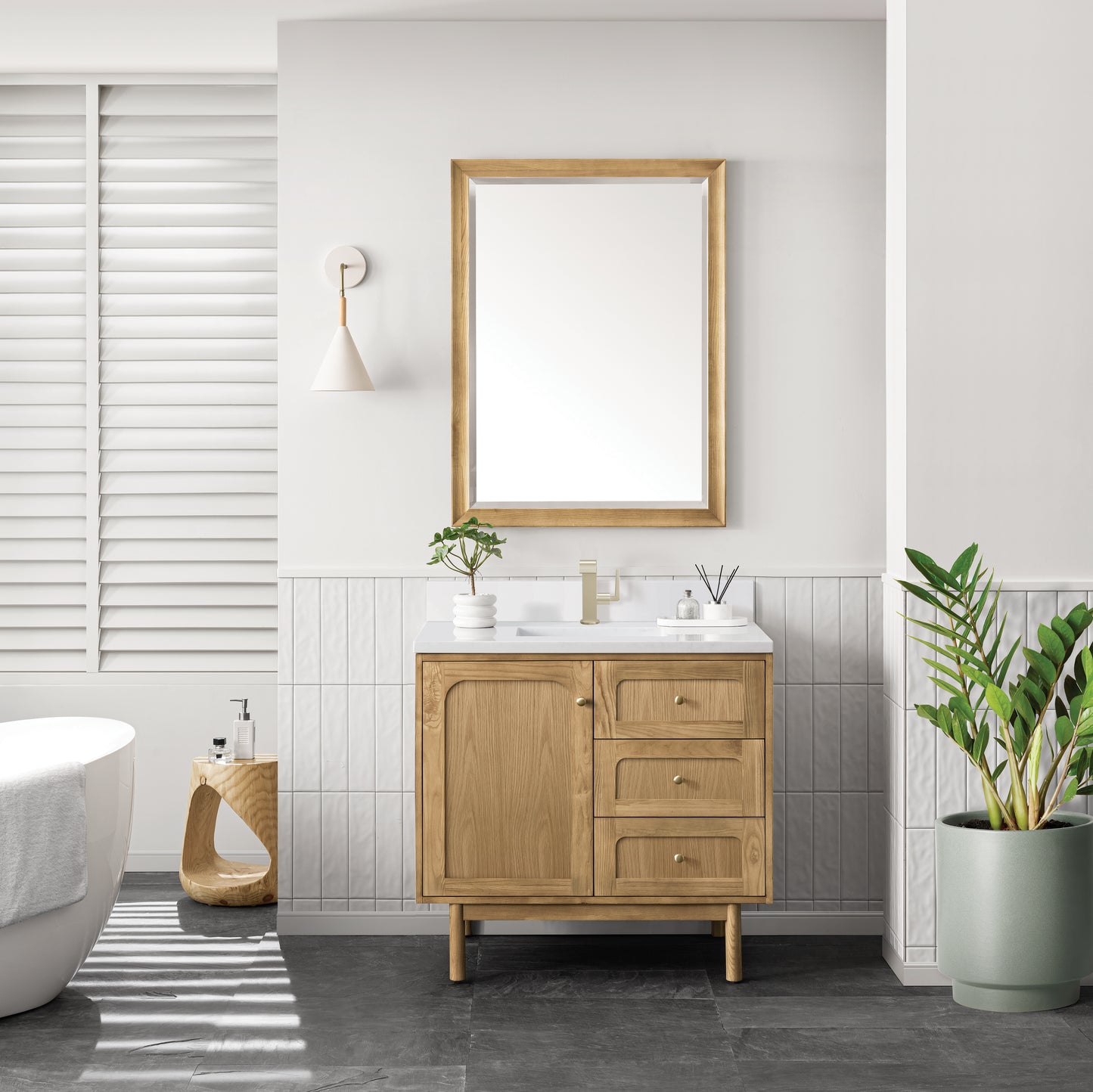 James Martin Laurent 36" Single Vanity with Single Hole 3 CM Countertop and Matching Backsplash