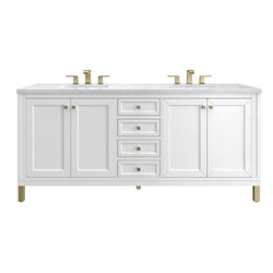 James Martin Chicago 72" Double Vanity, Glossy White - Luxe Bathroom Vanities