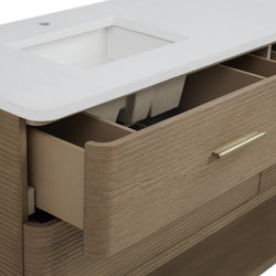 James Martin Lucian 72" Double Vanity, Pebble Oak w/ 3 CM Top - Luxe Bathroom Vanities