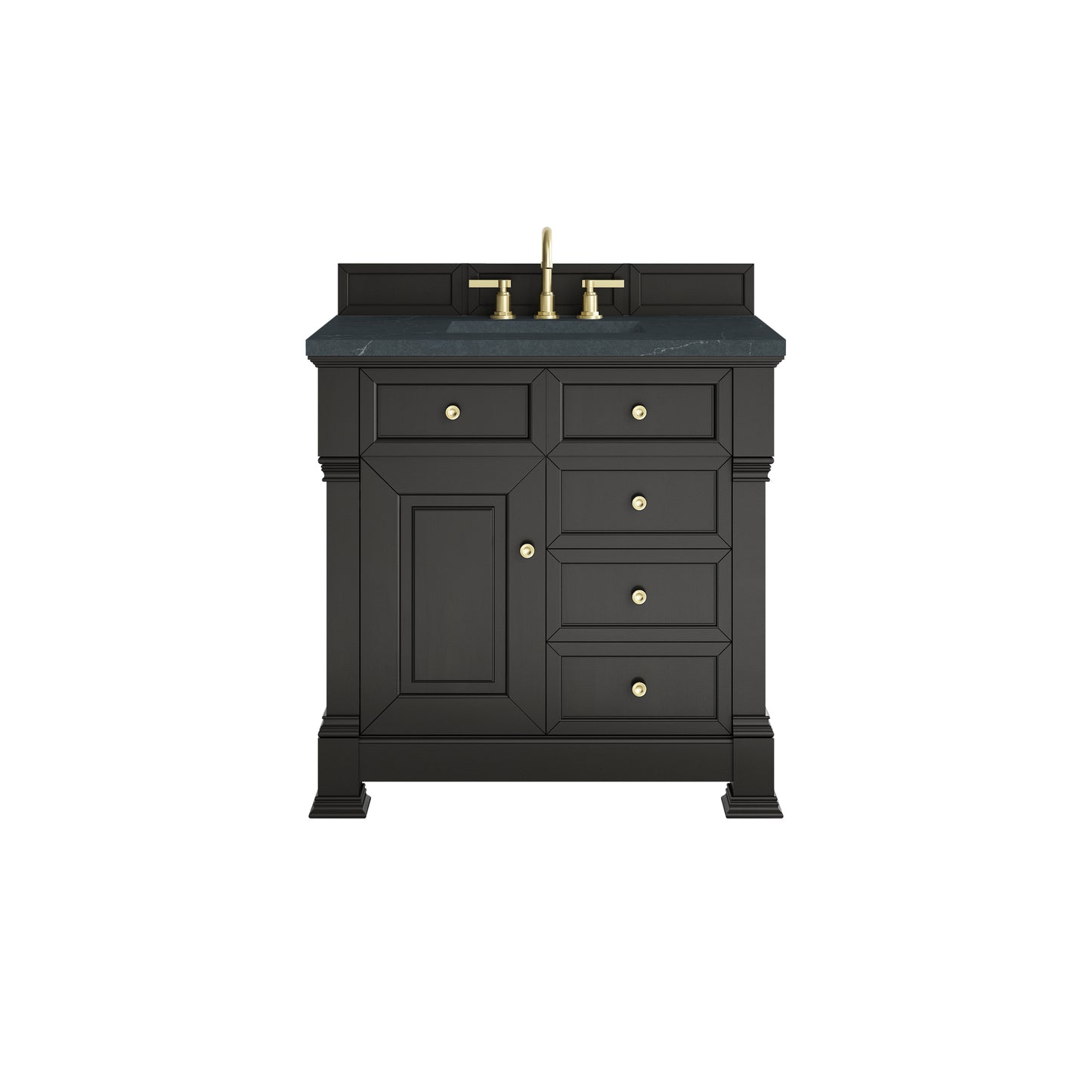 James Martin Brookfield 36" Single Vanity, Black Onyx with 3 CM Countertop - Luxe Bathroom Vanities