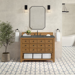 James Martin Malibu 48" Single Vanity, Amber Birch with 3 CM Countertop & FreePower Wireless Charger