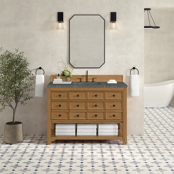 James Martin Malibu 48" Single Vanity, Amber Birch with 3 CM Countertop & FreePower Wireless Charger