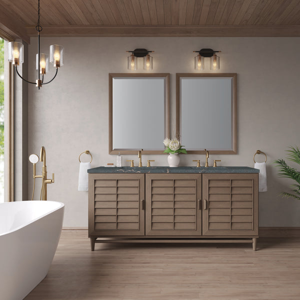 James Martin Portland 72" Double Vanity Whitewashed Walnut with 3 CM Countertop & FreePower Wireless Charger