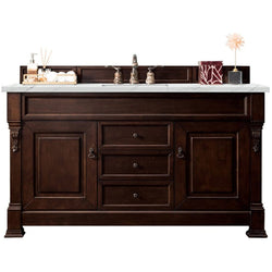 James Martin Brookfield 60" Single Vanity Vanities James Martin Burnished Mahogany w/ 3 CM Ethereal Noctis Quartz Top 