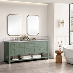 James Martin Breckenridge 72" Double Vanity, Smokey Celadon - Luxe Bathroom Vanities