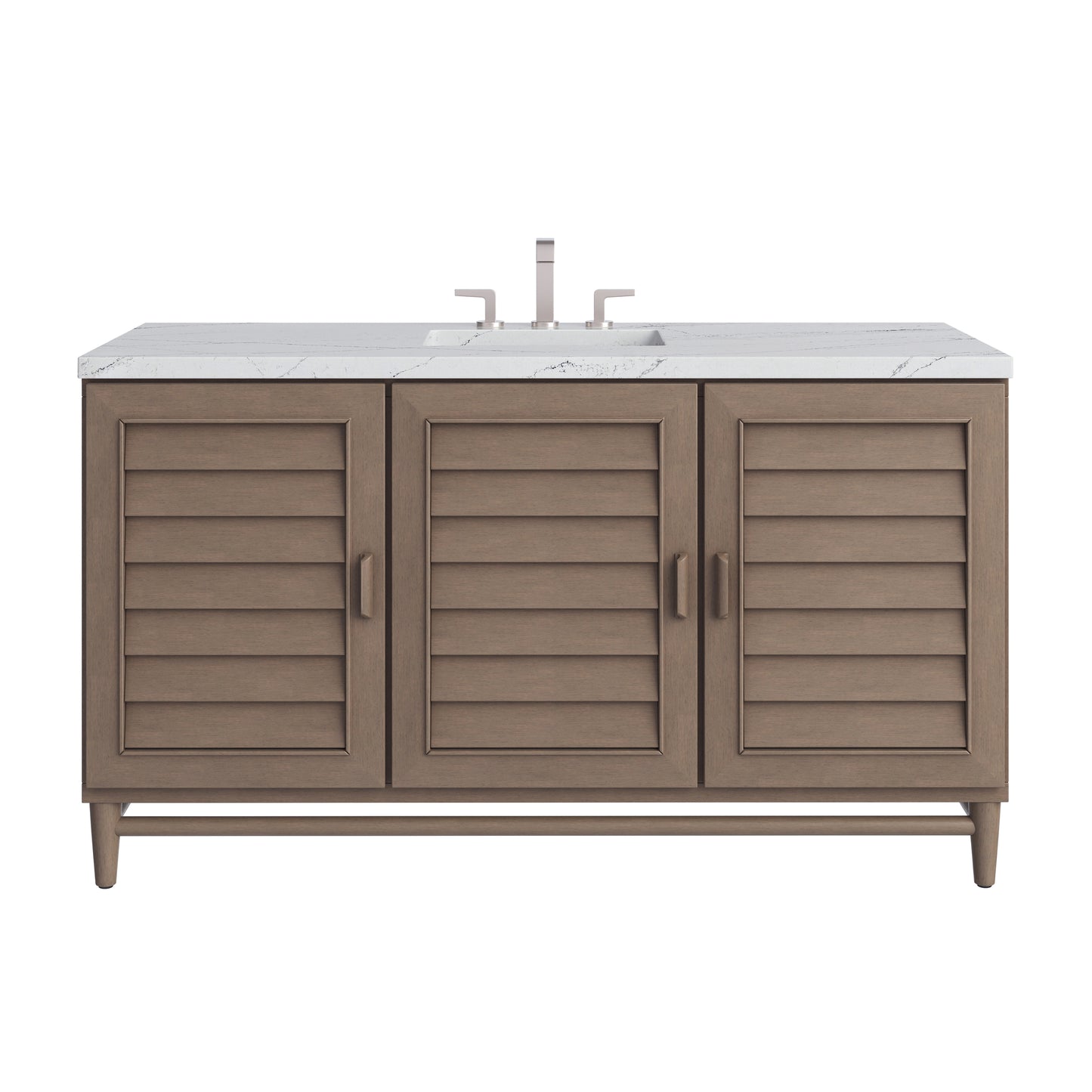 James Martin Portland 60" Single Vanity Whitewashed Walnut with 3 CM Countertop & FreePower Wireless Charger
