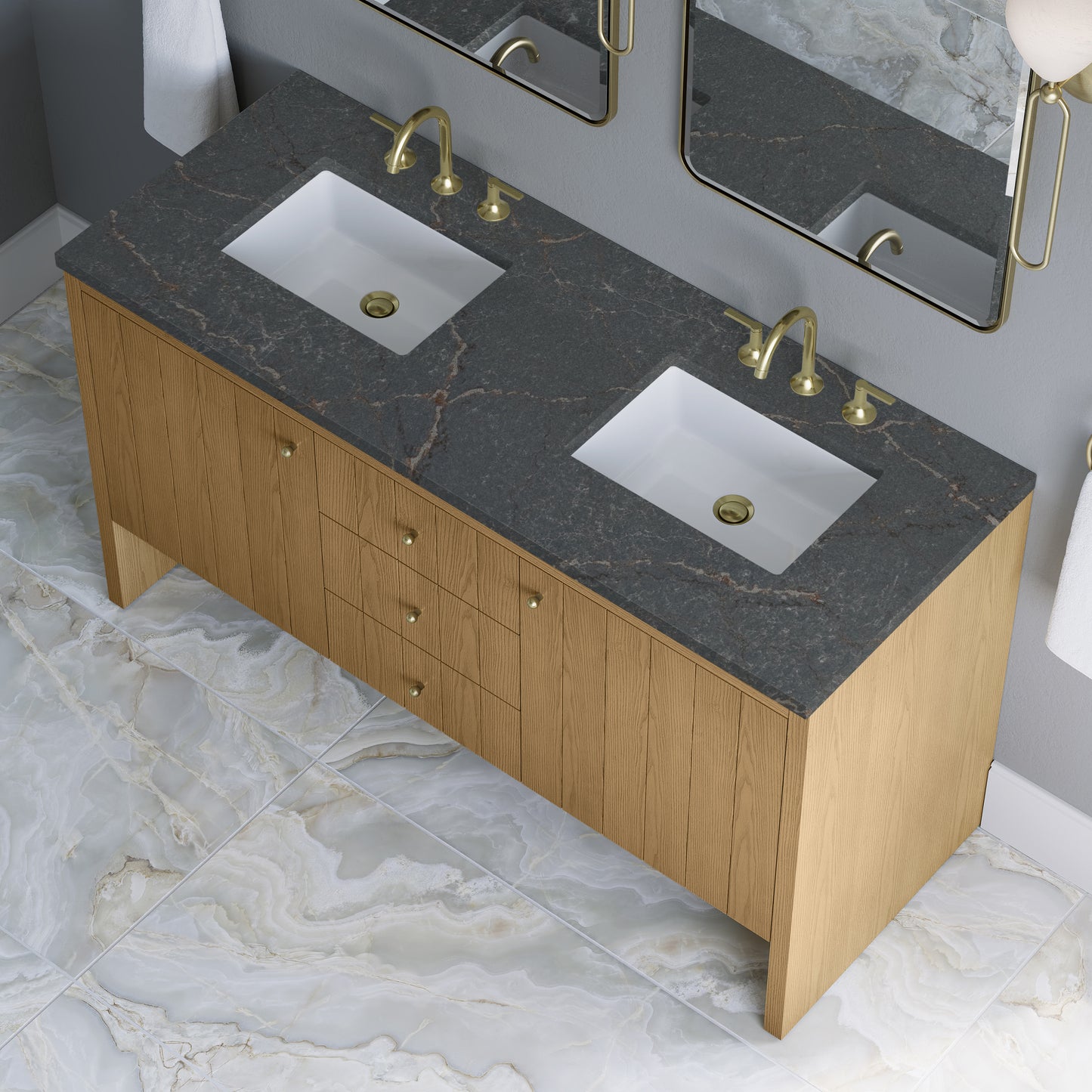 James Martin Hudson 60" Double Vanity with 3 CM Countertop