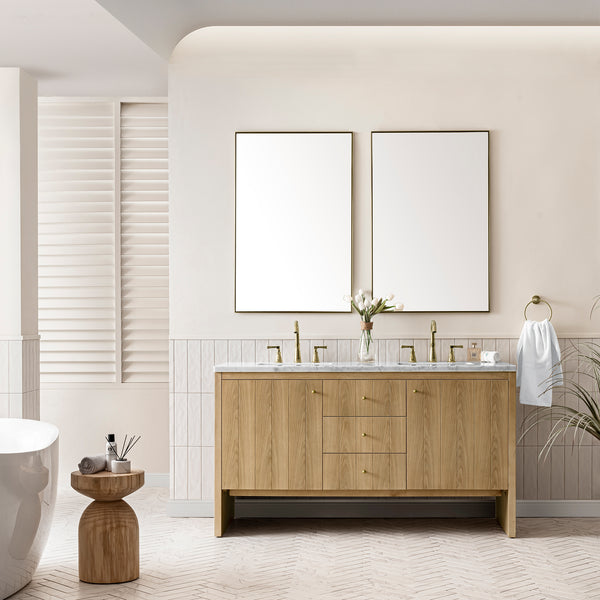 James Martin Hudson 60" Double Vanity, Light Natural Oak - Luxe Bathroom Vanities