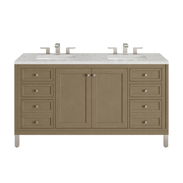 James Martin Chicago 60" Double Vanity with 3 CM Countertop & FreePower Wireless Charger