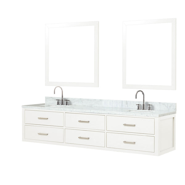 Lexora Collection Castor 80 inch Double Bath Vanity and Carrara Marble Top - Luxe Bathroom Vanities