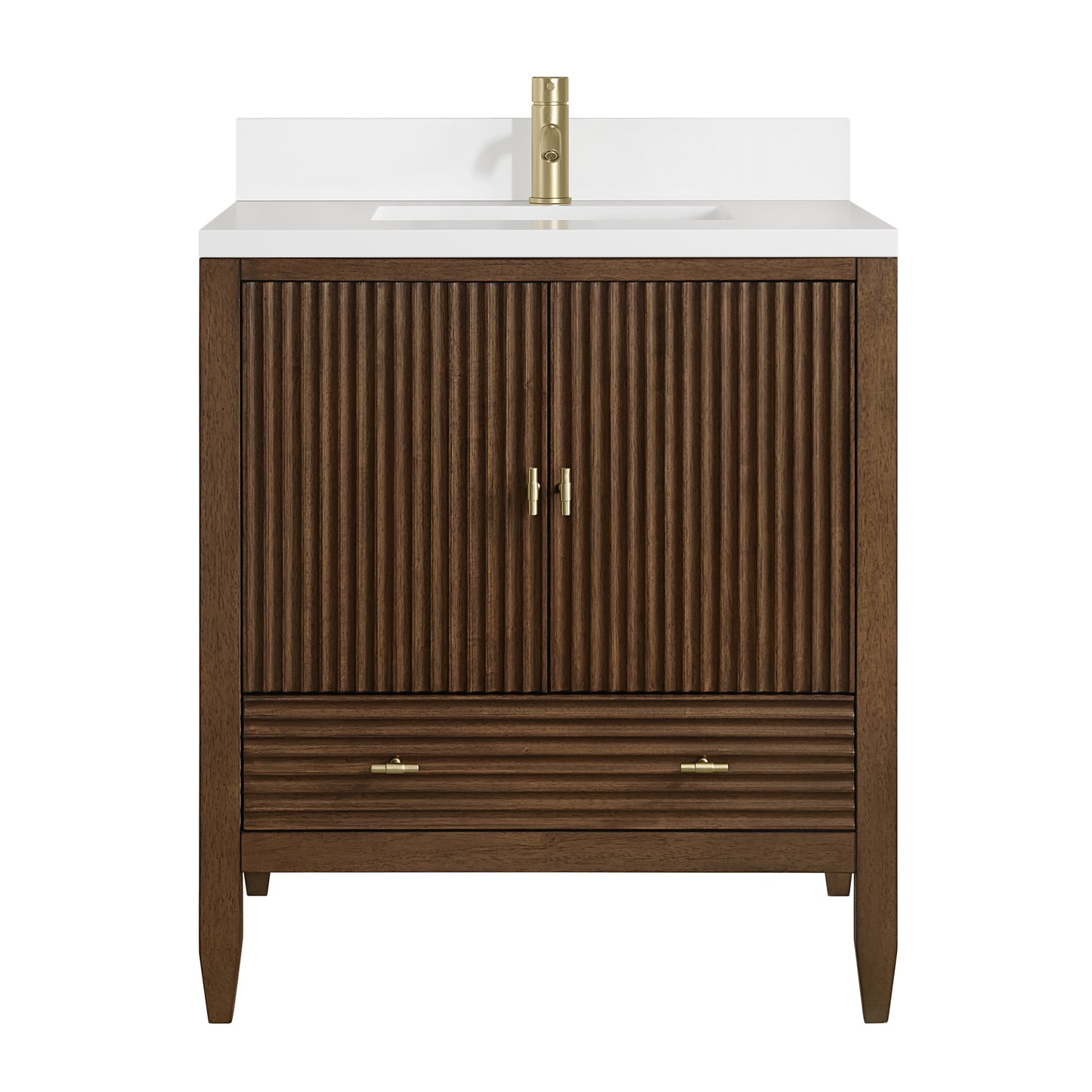 James Martin Myrrin 30" Single Vanity with Single Hole 3 CM White Zeus Silestone Top and Matching Backsplash