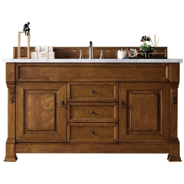 James Martin Brookfield 60" Single Vanity Vanities James Martin Country Oak w/ 3 CM Arctic Fall Solid Surface Top 