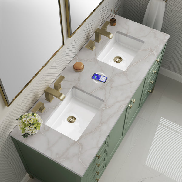 James Martin Chicago 60" Double Vanity with 3 CM Countertop & FreePower Wireless Charger