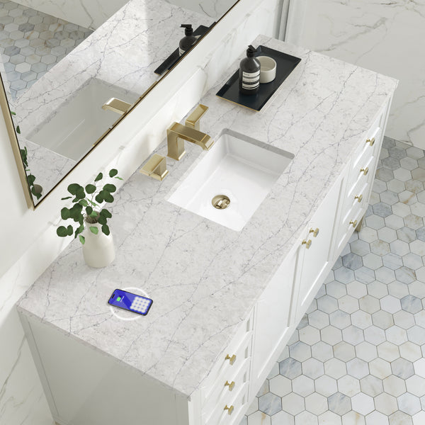 James Martin Chicago 60" Single Vanity with 3 CM Countertop & FreePower Wireless Charger