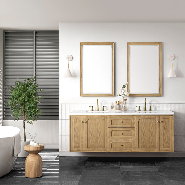 James Martin Laurent 72" Double Vanity, Light Natural Oak