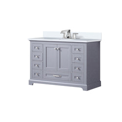 Lexora Collection Dukes 48 inch Single Bath Vanity, Cultured Marble Top, and Faucet Set - Luxe Bathroom Vanities