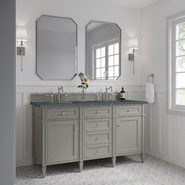James Martin Brittany 60" Double Vanity with 3 CM Countertop & FreePower Wireless Charger