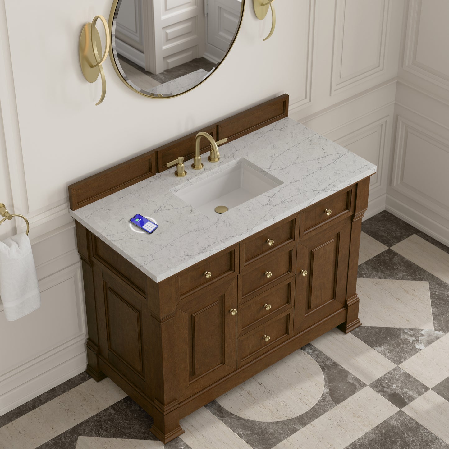 James Martin Brookfield 48" Single Vanity with 3 CM Countertop & FreePower Wireless Charger