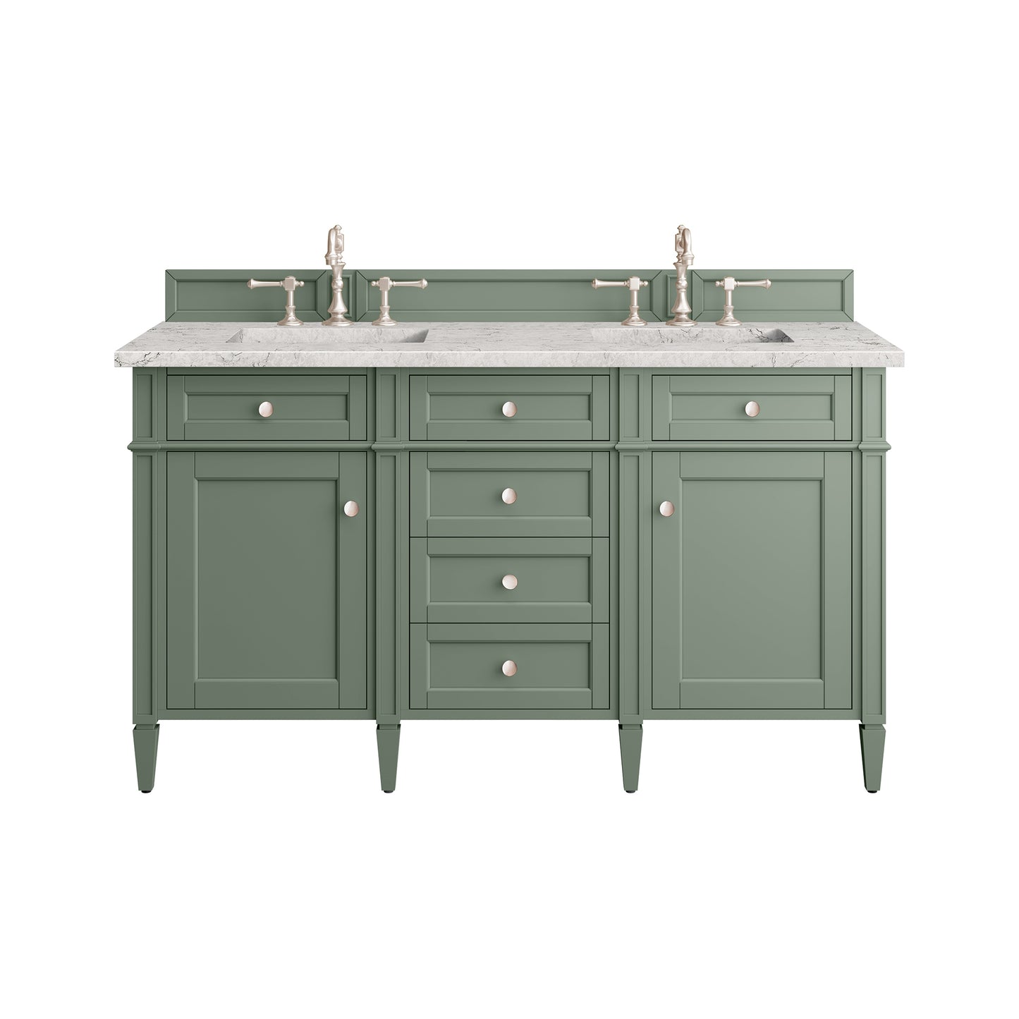 James Martin Brittany 60" Double Vanity with 3 CM Countertop & FreePower Wireless Charger
