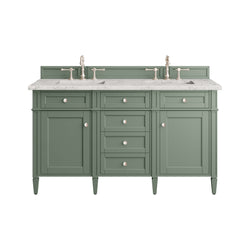 James Martin Brittany 60" Double Vanity, Smokey Celadon - Luxe Bathroom Vanities