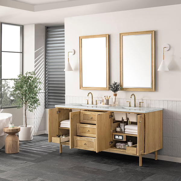 James Martin Laurent 72" Double Vanity with 3 CM Countertop & FreePower Wireless Charger