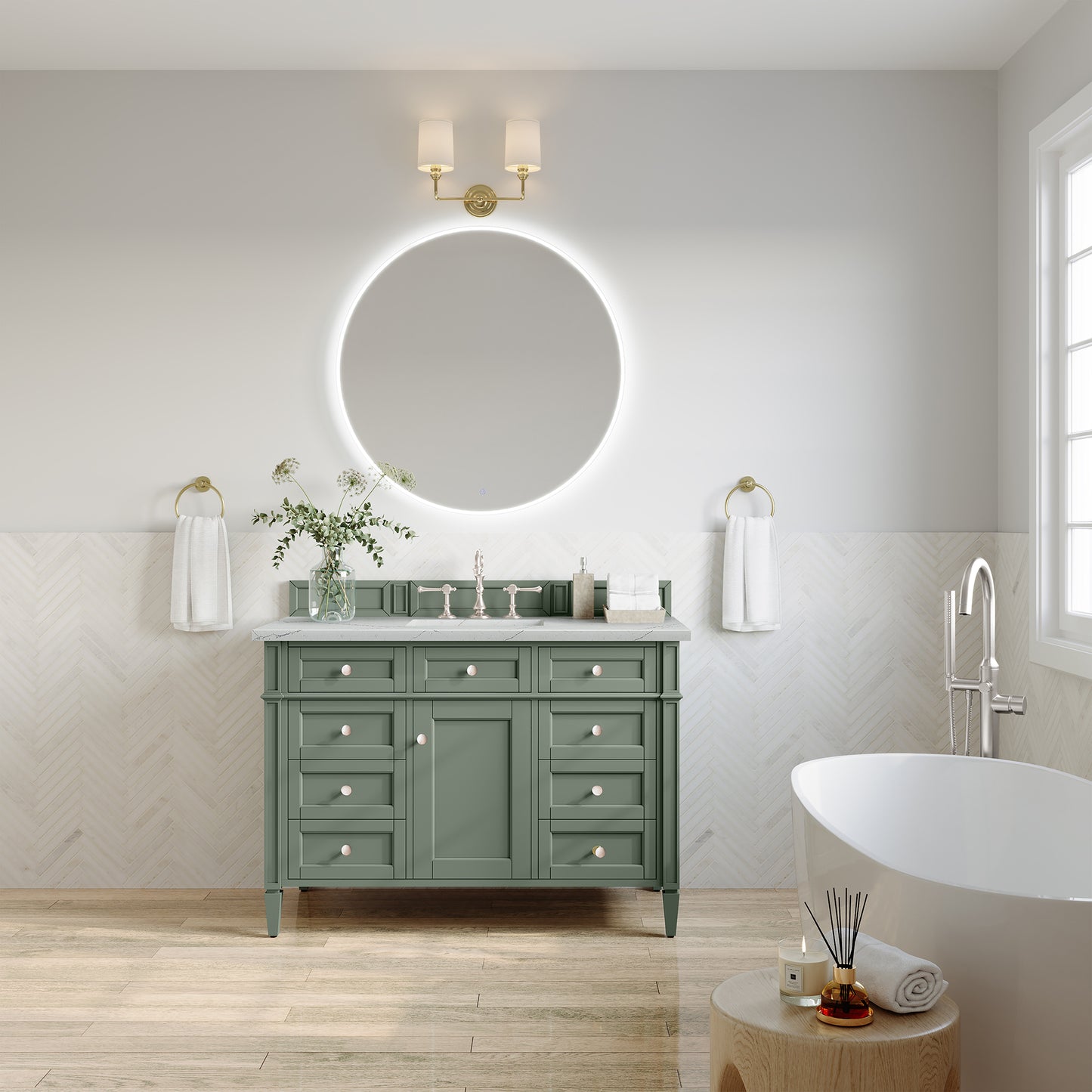 James Martin Brittany 48" Single Vanity with 3 CM Countertop & FreePower Wireless Charger