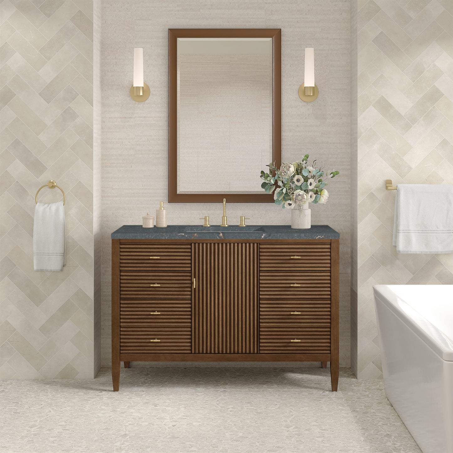 James Martin Myrrin 48" Single Vanity with 3 CM Countertop & FreePower Wireless Charger