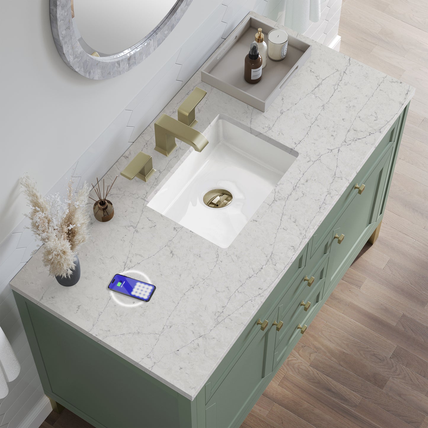 James Martin Chicago 48" Single Vanity with 3 CM Countertop & FreePower Wireless Charger