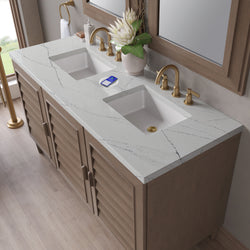 James Martin Portland 60" Double Vanity Whitewashed Walnut with 3 CM Countertop & FreePower Wireless Charger