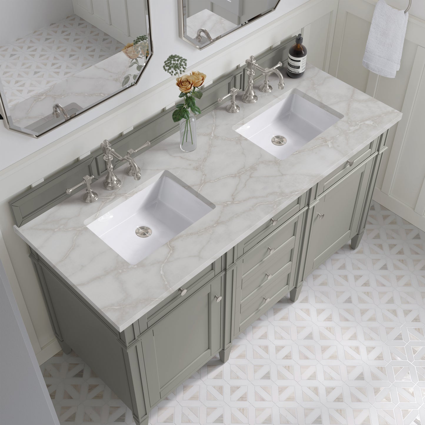 James Martin Brittany 60" Double Vanity with 3 CM Countertop