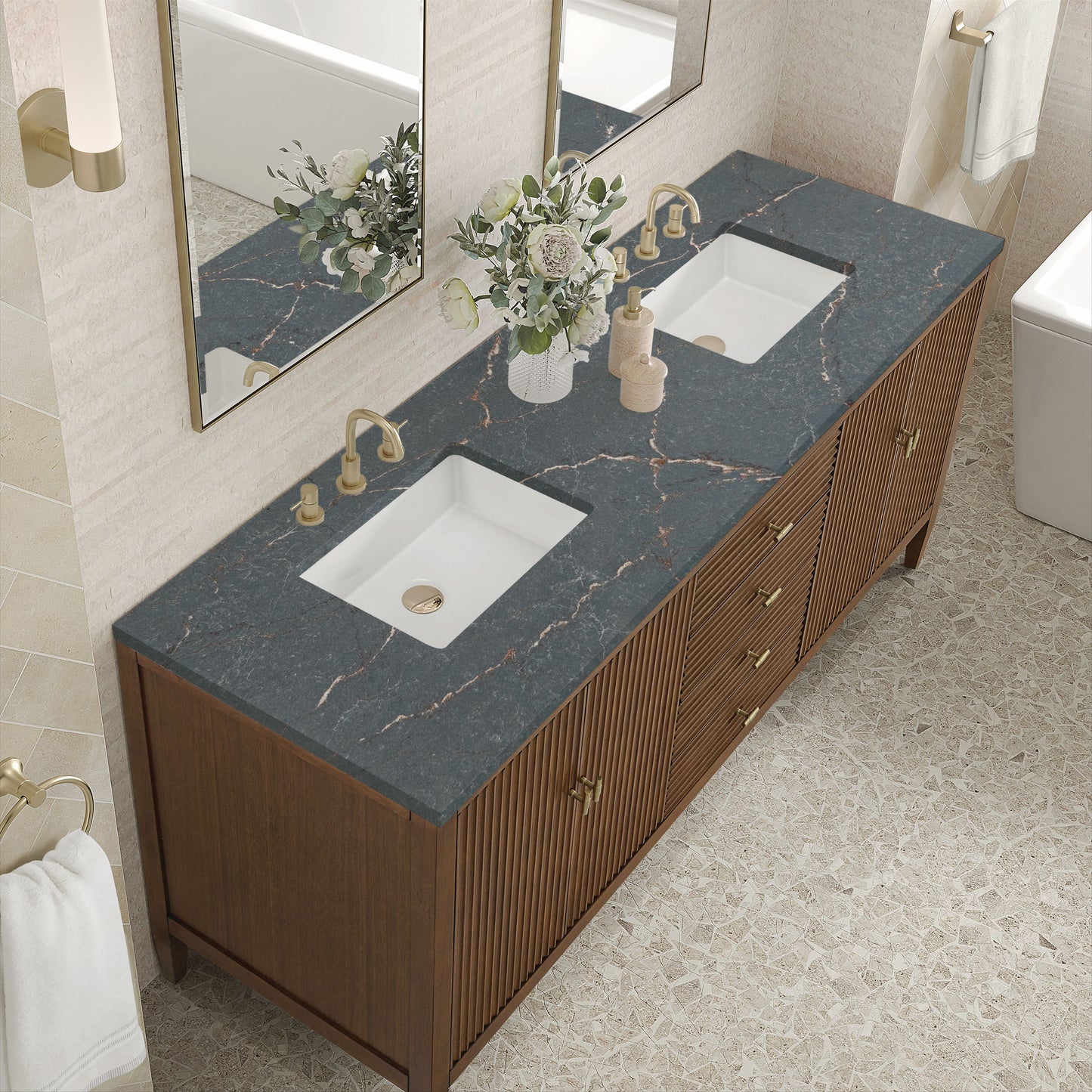 James Martin Myrrin 72" Double Vanity with 3 CM Countertop