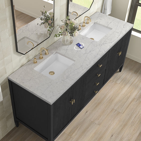 James Martin Myrrin 72" Double Vanity with 3 CM Countertop & FreePower Wireless Charger