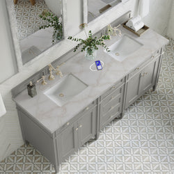 James Martin Brittany 72" Double Vanity with 3 CM Countertop & FreePower Wireless Charger