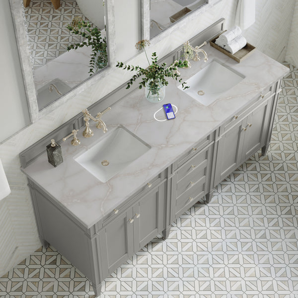 James Martin Brittany 72" Double Vanity with 3 CM Countertop & FreePower Wireless Charger