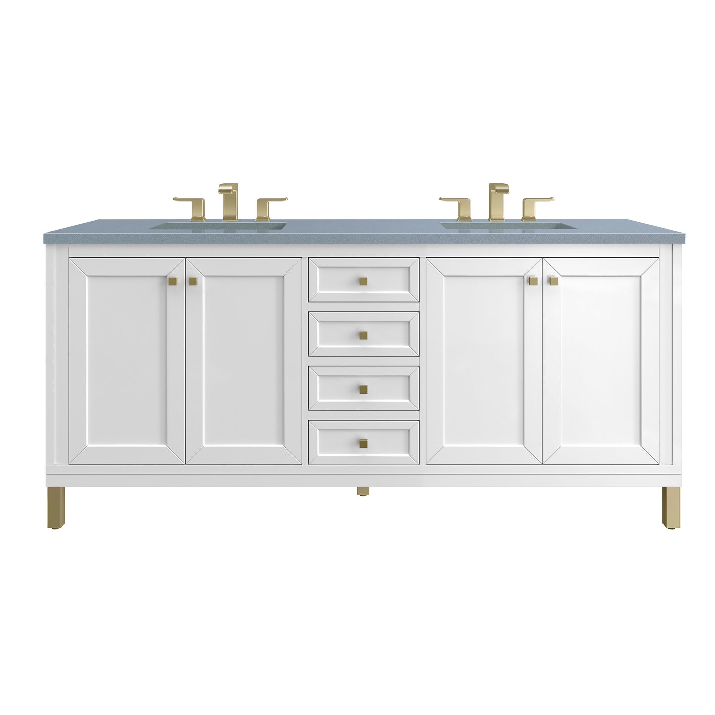 James Martin Chicago 72" Double Vanity, Glossy White - Luxe Bathroom Vanities